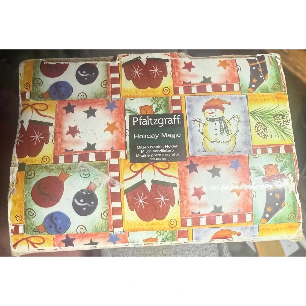 Pfaltzgraff‎ Holiday Magic Mitten Napkin Holder Christmas Decor